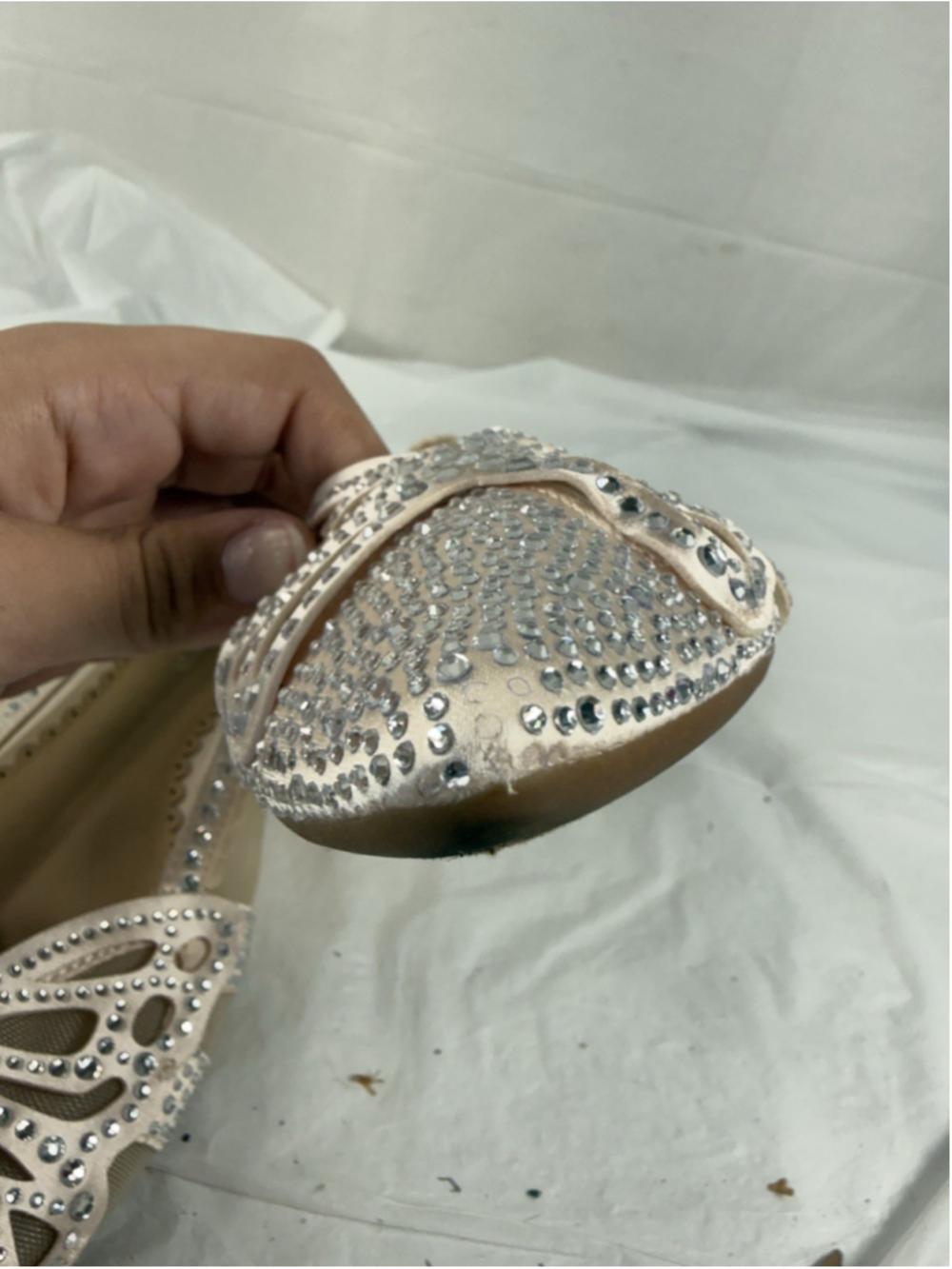 Copper Key Crystal Pointed Toe Butterfly Flat Shoes Womens 8M - Picture 13 of 15